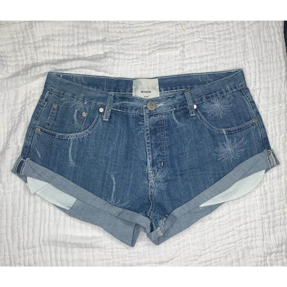 One Teaspoon Women's Malibu Blue Bandits‎ Low Waist Denim Shorts Size 31 - Picture 3 of 14